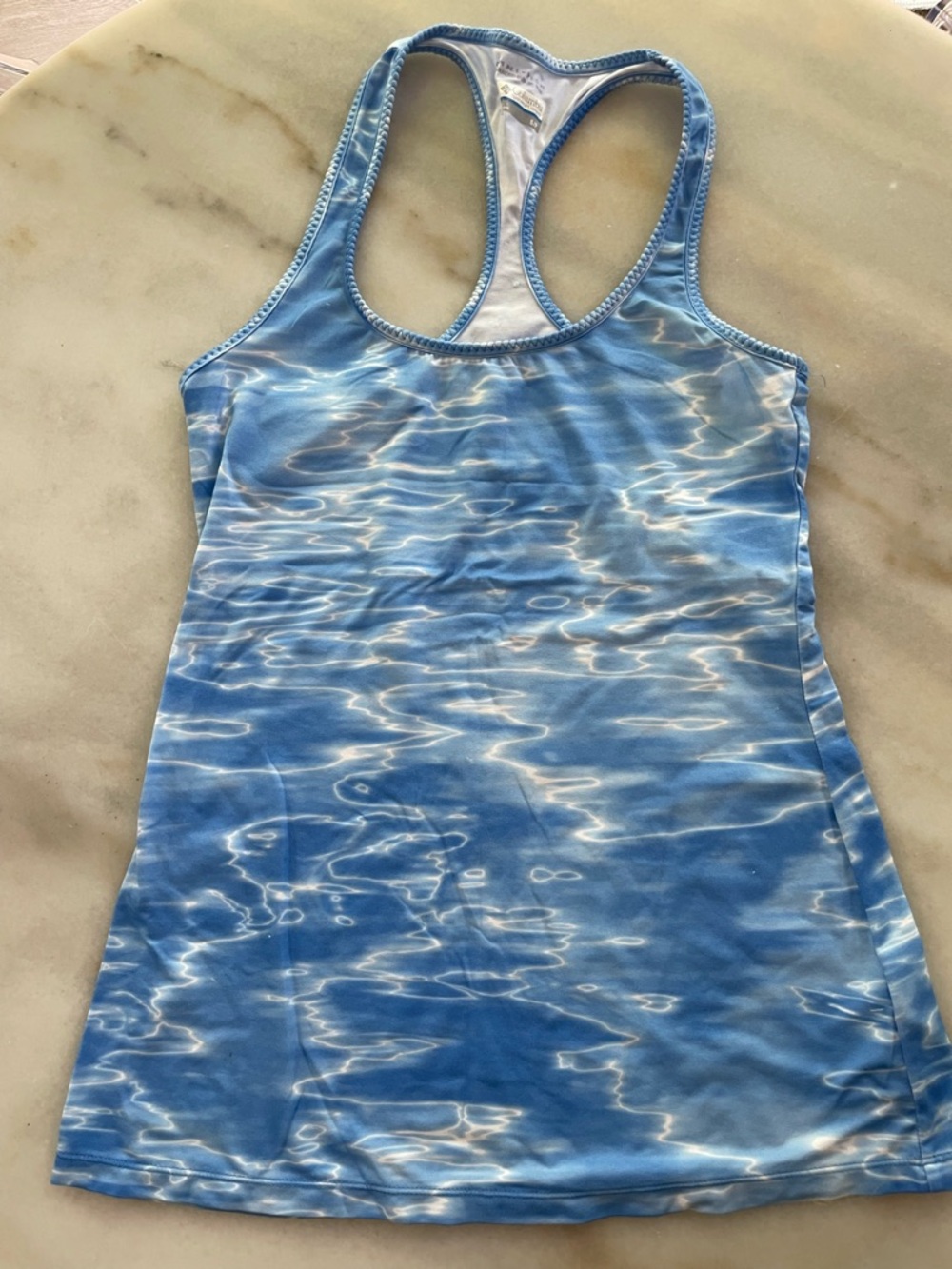 Columbia Blue Waterprint Racerback Tank Top size S